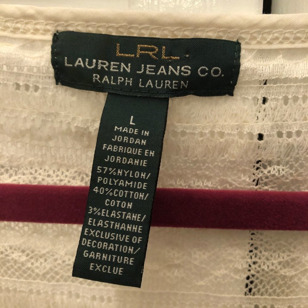 Lauren jeans co, women light tan long sleeve lace - Picture 3 of 8